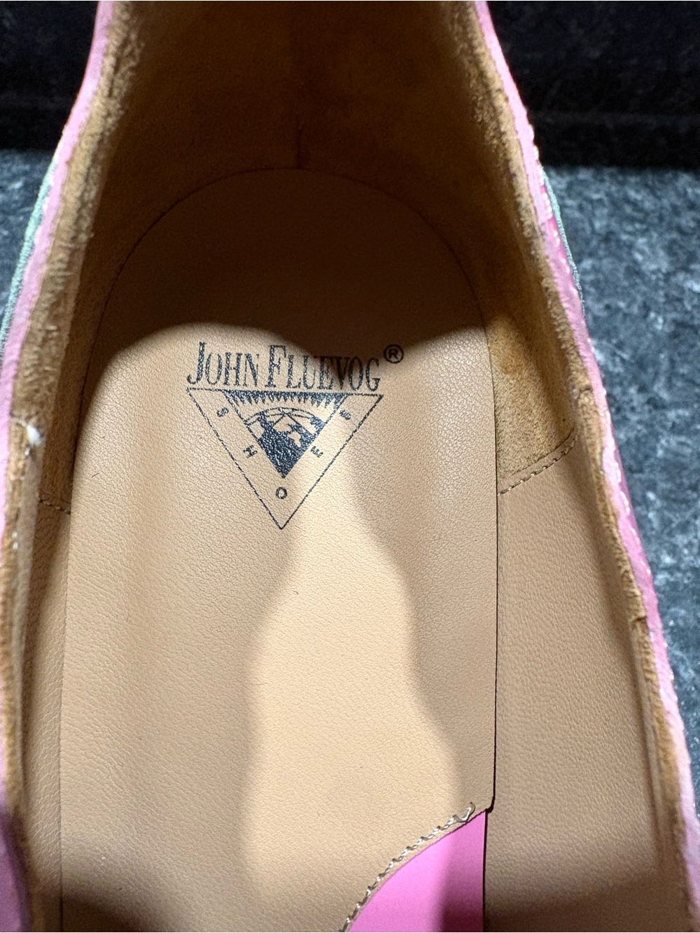 John Fluevog Pink Pumps with Blue Floral Appliqués - Picture 3 of 8